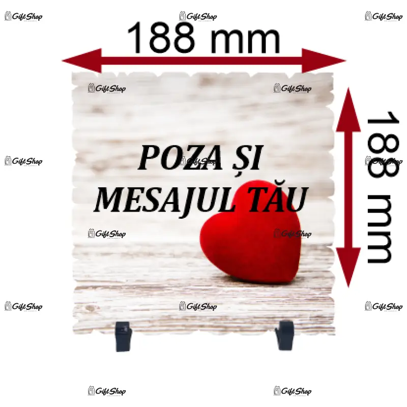 .placheta lemn personalizata dimensiune 188x188 mm